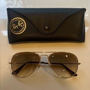 Ray-ban Aviator Sunglasses Gold Frames Brown Gradient Lenses RB3025 001/51 135